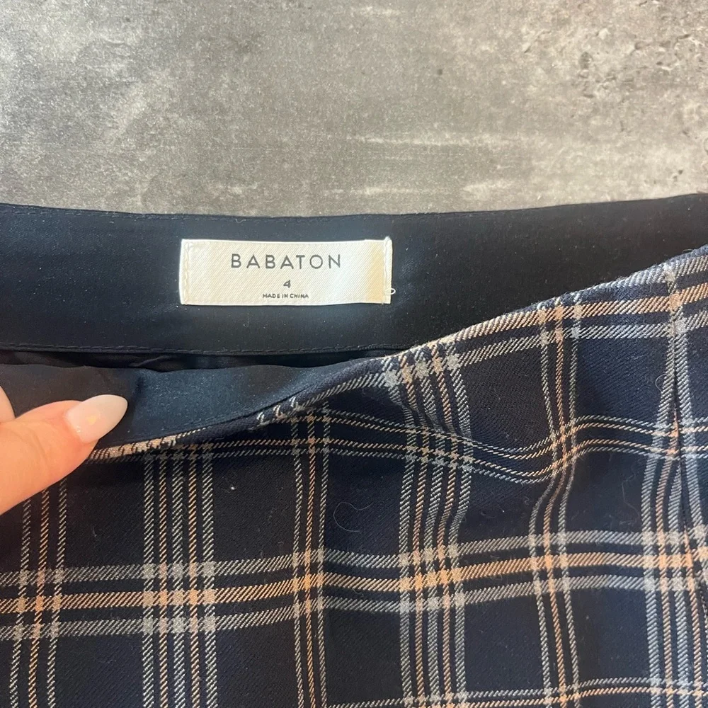 Babaton Navy and White Plaid Mini Skirt - Picture 2 of 3